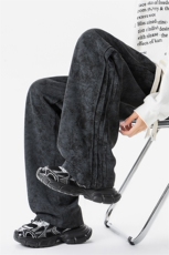 扎染重磅运动裤子男冬季加绒加厚胖子加肥加大码春秋宽松直筒长裤，男装休闲裤，电商B238