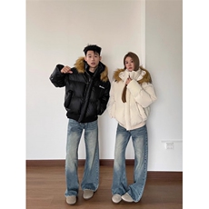 网图得物质量美潮PU蛋白皮毛领棉服外套W1829/特P113，男装棉衣，电商B350