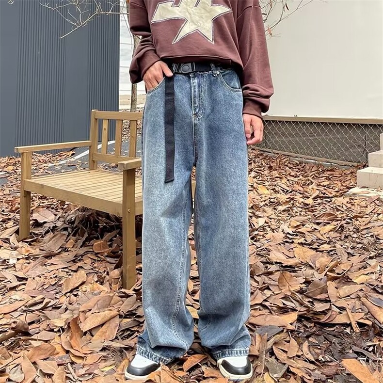 美式vibe宽松牛仔裤男女高街潮牌ins阔腿裤休闲直筒长裤5032-p45,男装牛仔裤,星座1008