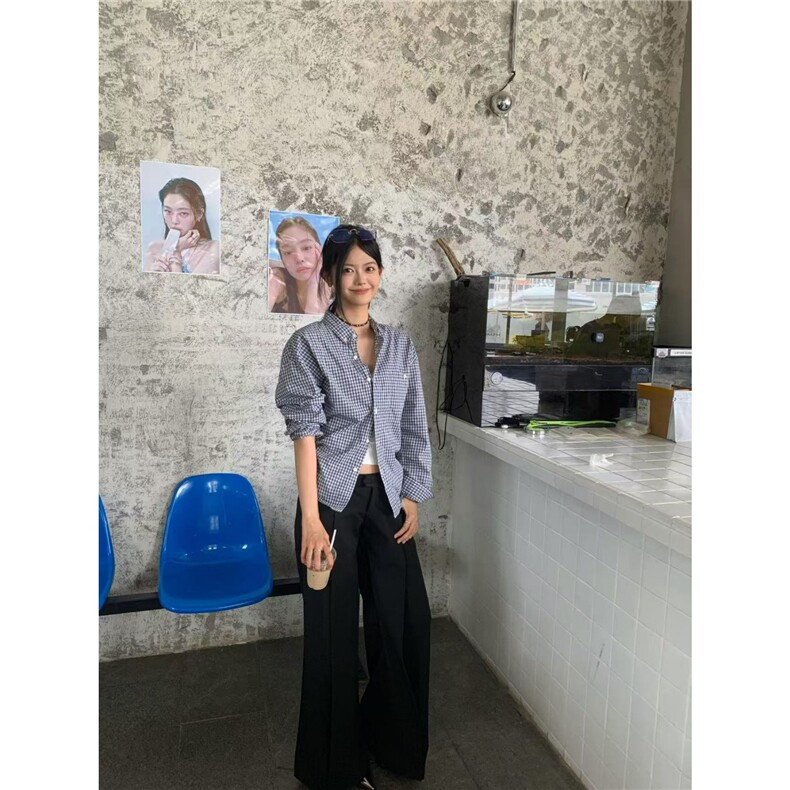格子衬衫男女美式cleanfit高级感宽松百搭纯棉长袖衬衣潮CSW222,男装衬衫,星座516A