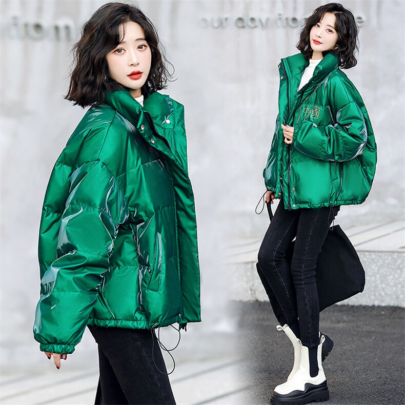 主打款亮面墨绿色羽绒服女新款小个子短款高端时尚90%白鸭绒,女装羽绒服,海爱依仁