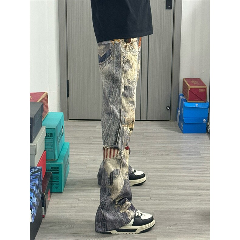 档口现货美式数码印花牛仔裤XZ610A-N4033-特P63,男装牛仔裤,星座610A