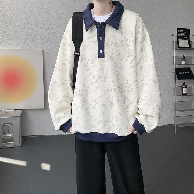 现货WY10159-特P50控88美式复古撞色解构拼接大码男宽松情侣卫衣,男装卫衣,电商A059