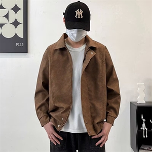 美式复古宽松皮衣男外套秋款潮PU皮夹克男女防水机车服A145图片