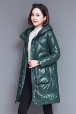 时尚新款连帽中长款修身棉服显瘦保暖女士外套，女装棉衣/棉服，玛其路