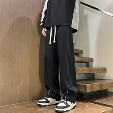 港风秋冬酷丝棉美式高街宽松休闲拉链开叉长裤男K23318-P40，男装休闲裤，星座717