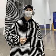 现货~连帽宽松针织衫男装条纹毛衣毛衫M269P75，男装针织衫/毛衣，星座716A-1（原星座815）