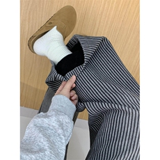 女风抖音质量黑灰色条纹直筒阔腿牛仔裤ZK0313-P60加绒70，男装休闲裤，星座313A(原308A-2)
