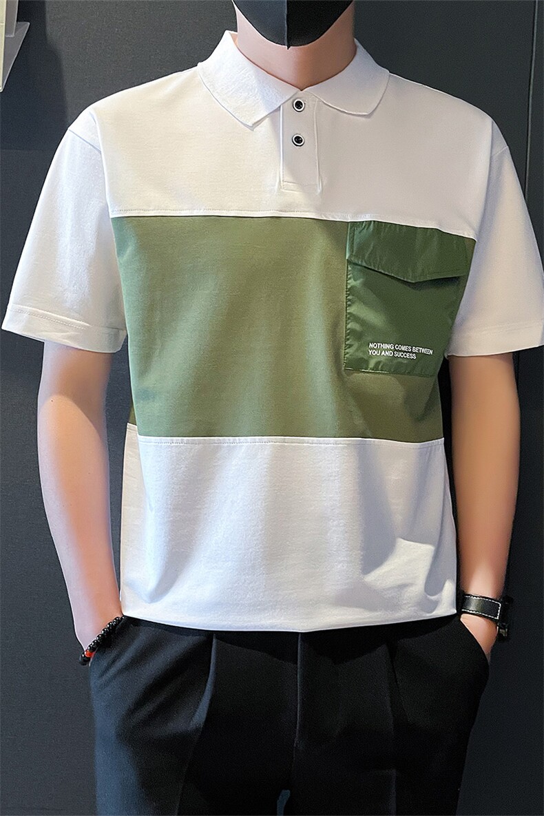 夏社会小伙高级感拼接撞色POLO衫短袖T恤A210-A212-P58控78,男装T恤,星座210-3