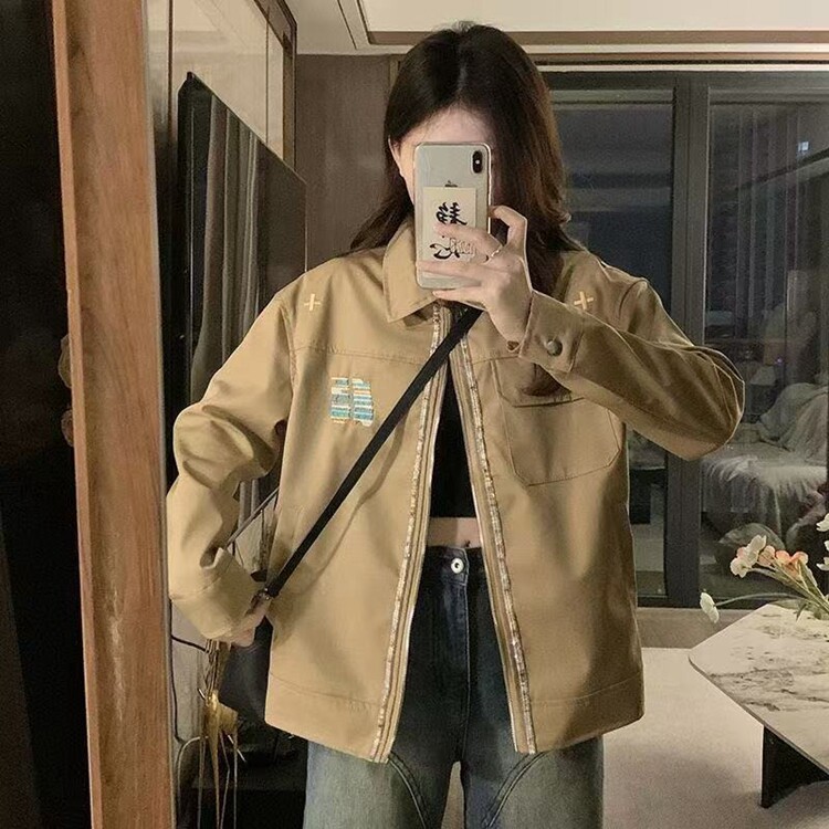 美式复古拼色翻领工装夹克男女秋冬季情侣装休闲宽松棒球服外套潮,男装夹克,星座218-8