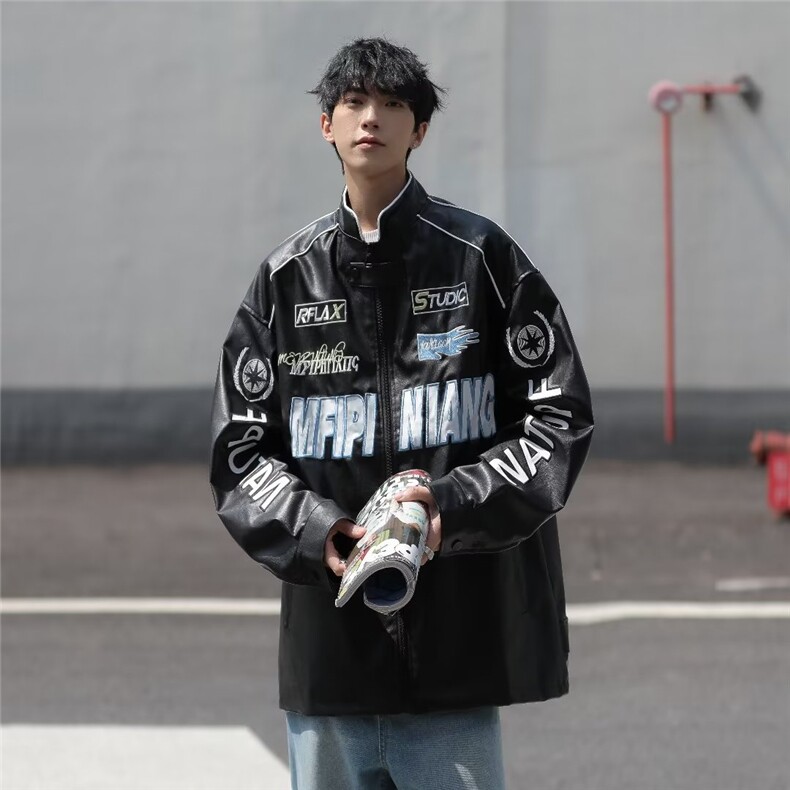 青春流行男春季夹克文艺潮外套PU皮刺绣双层W9214-P68,男装夹克,星座1109-3
