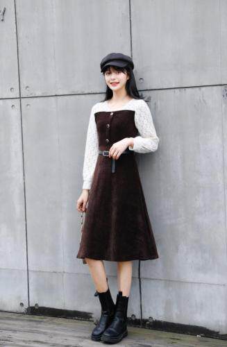 春季新款，蕾丝拼接修身显瘦气质连衣裙，女装连衣裙，东洋天堂之花