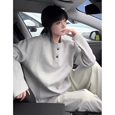 肌理感秋季男女华夫格透气亨利领户外运动休闲纯色长袖T恤WT02，男装T恤，星座1116A（原606A-3）