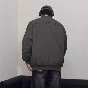 棒球服夹克男生痞帅潮牌美式复古春秋新款宽松百搭夹克上衣图片