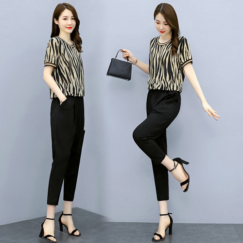 冰丝运动套装女薄款2025年夏季新款中年妈妈时尚休闲短袖两件套图片
