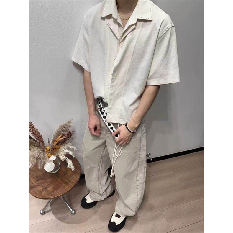 套装天丝亚麻假两件衬衫套装货号TZ2527~上衣CT25127~裤子K25027，男装衬衫，星座1004-6