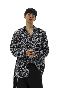 无影墙豹纹长袖衬衫大码M-5XL100%聚酯纤维衬衫男CS78728P35控58图片