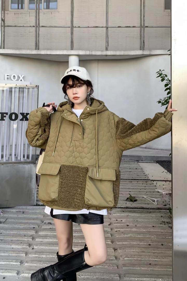 爱美欧现货羊羔毛拼接卫衣，女装卫衣/绒衫，爱美欧