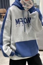 春秋热卖带帽学生拼色宽松休闲百搭连帽薄款卫衣W005B/P30特，男装卫衣，电商A243