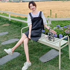 ootd穿搭独特漂亮灰色背心连衣裙女夏2025超火好看背带裙两件套装，女装套装/套裙，2D078
