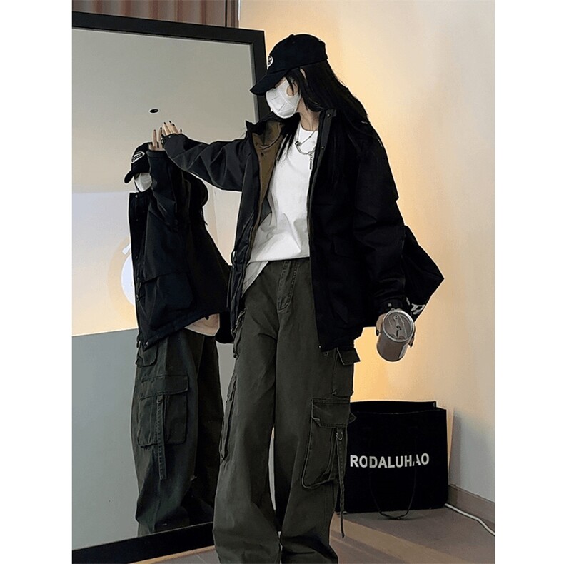 现货5W件冬季三防美式boxy解构连帽雪山冲锋衣棉衣男女棉服厚外套,男装夹克,电商A443