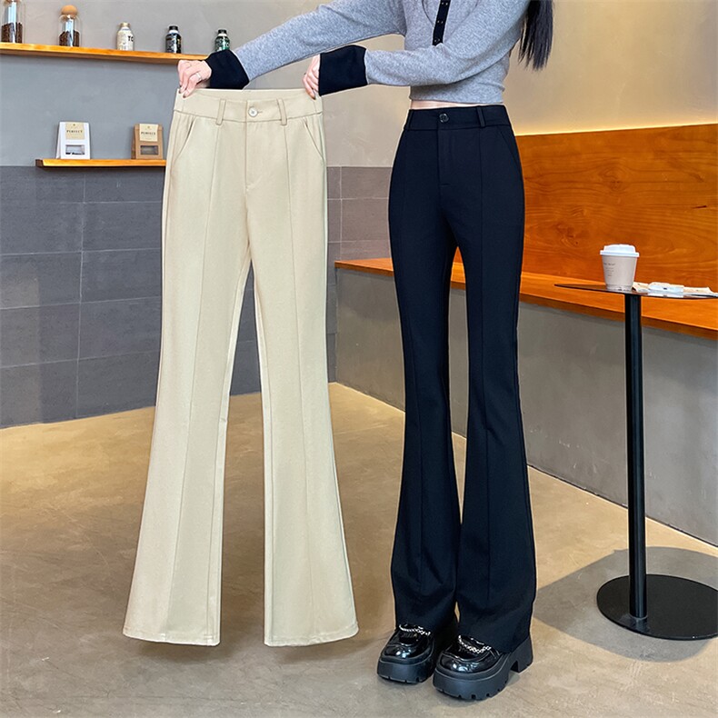 黑色西装喇叭裤女秋冬2025新款高腰垂感显瘦修身休闲微喇裤,女装休闲裤,云美莎专业女裤-全店现货