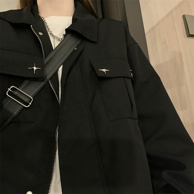 春秋新款设计美式高街外套男女宽松hiphop正肩夹克上衣C344-P90,男装夹克,星座911-2(原星座613-2）
