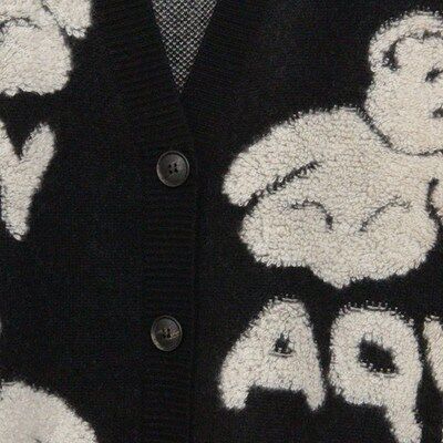 圆领小熊针织开衫女宽松慵懒风长袖上衣百搭,女装羊毛衫,千御纺羊绒