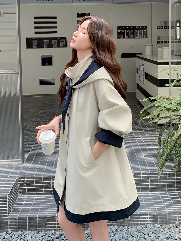 现货！现货！韩版可拆卸连帽风衣外套6837-P195-K298,女装风衣,2D034