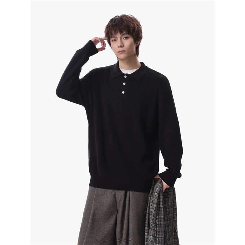 1303B-MY801-P5088翻领polo套头毛衣宽松加厚情侣针织衫,男装针织衫/毛衣,星座1303B