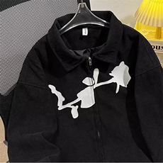 港风秋款男灯芯绒夹克衫印花宽松休闲外套JK1150P55，男装夹克，星座1013-1