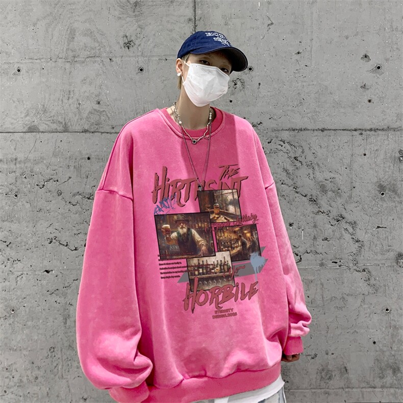 美式潮牌重磅水洗做旧连帽卫衣力推大码男XZ517A-2-Y7750-P58,男装卫衣,星座517A-2