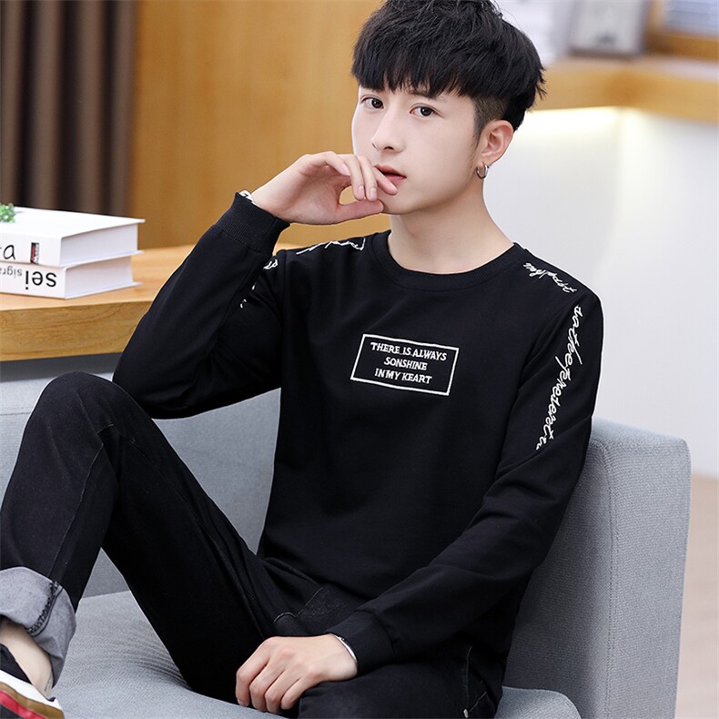 佳乐W810男士长袖t恤男薄款宽松青少年秋衣衣服潮流卫衣图片
