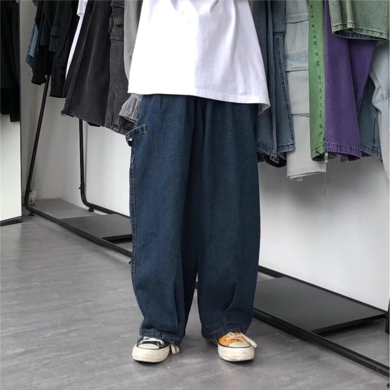 日系复古潮牌工装牛仔裤男宽松阔腿休闲裤嘻哈潮流拖地老爹裤子潮,男装牛仔裤,星座506A