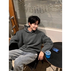 【有货】灰色连帽毛衣高级感针织卫衣外套MY17特P51，男装卫衣，星座908-1