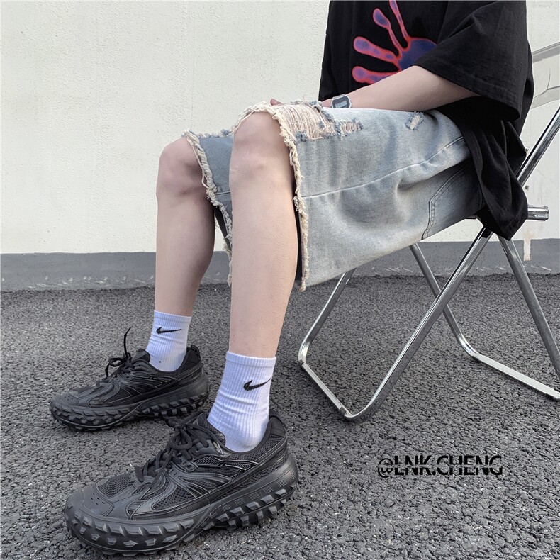 破洞男生百搭夏季撞色牛仔短裤高街D321-DK43-P50图片