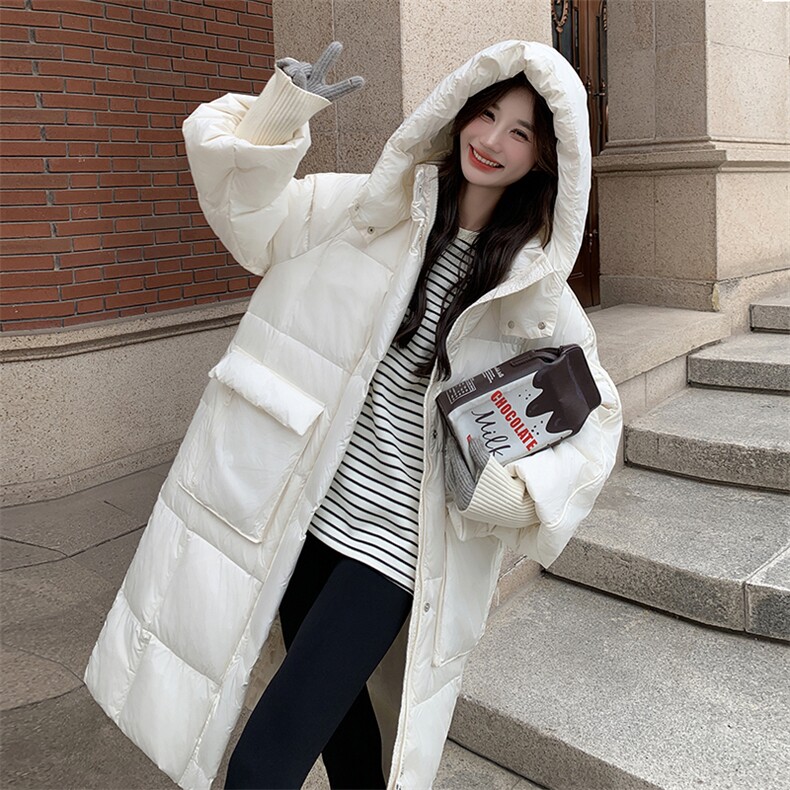 【新款现货】白色长款连帽高级减龄白鸭绒面包服99807款P290K398,女装羽绒服,2C316