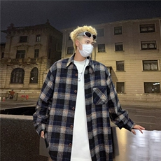 秋冬季重磅美式贴布拼接工装衬衫男长袖潮牌ins痞帅男衬衣，男装衬衫，星座813-2