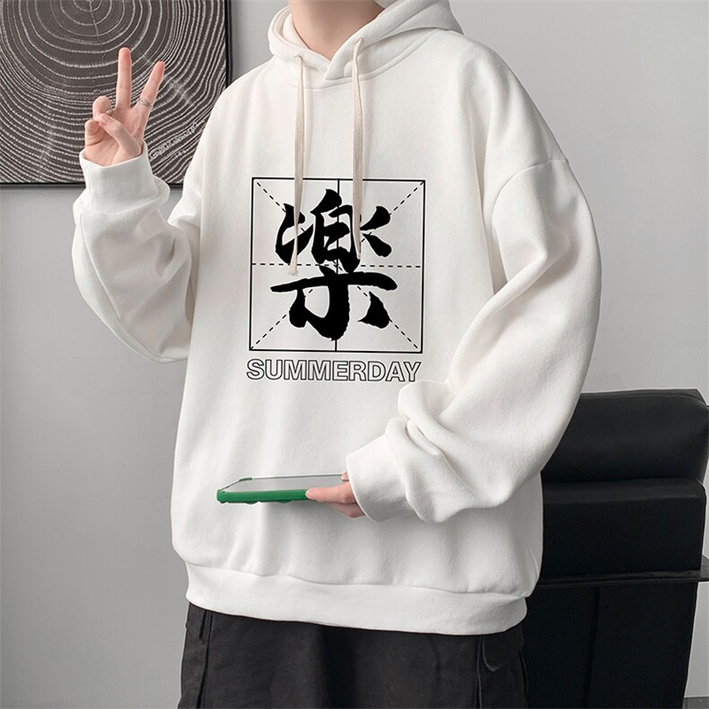WY2197-P35加绒款-P40纯棉连帽卫衣男大码运动帽衫宽松薄外套男,男装卫衣,电商A040
