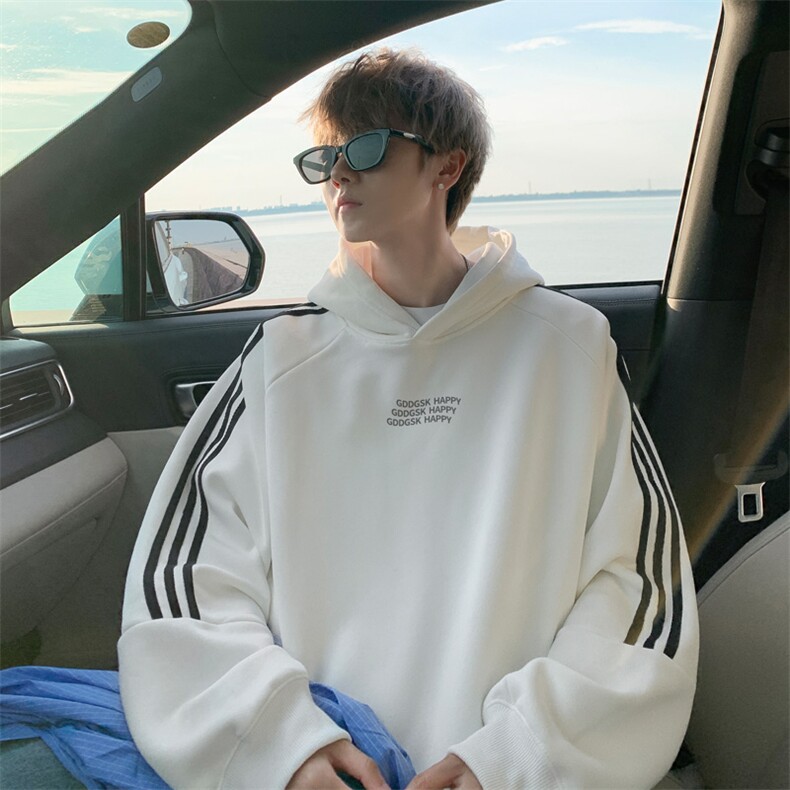 秋冬外景重磅条纹连帽卫衣男潮设计感宽松外套WY00657/P55加绒P60，女装短外套，电商B316