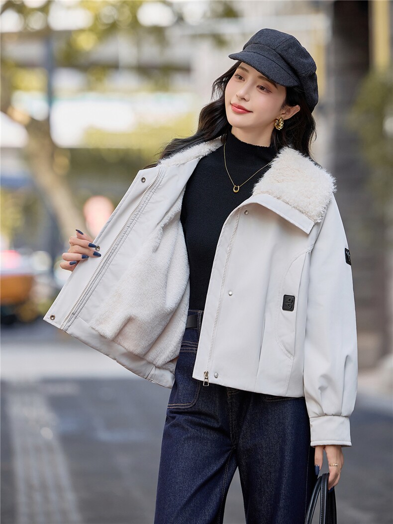 2025冬装新款休闲加绒棉衣外套,女装棉衣/棉服,依路服饰