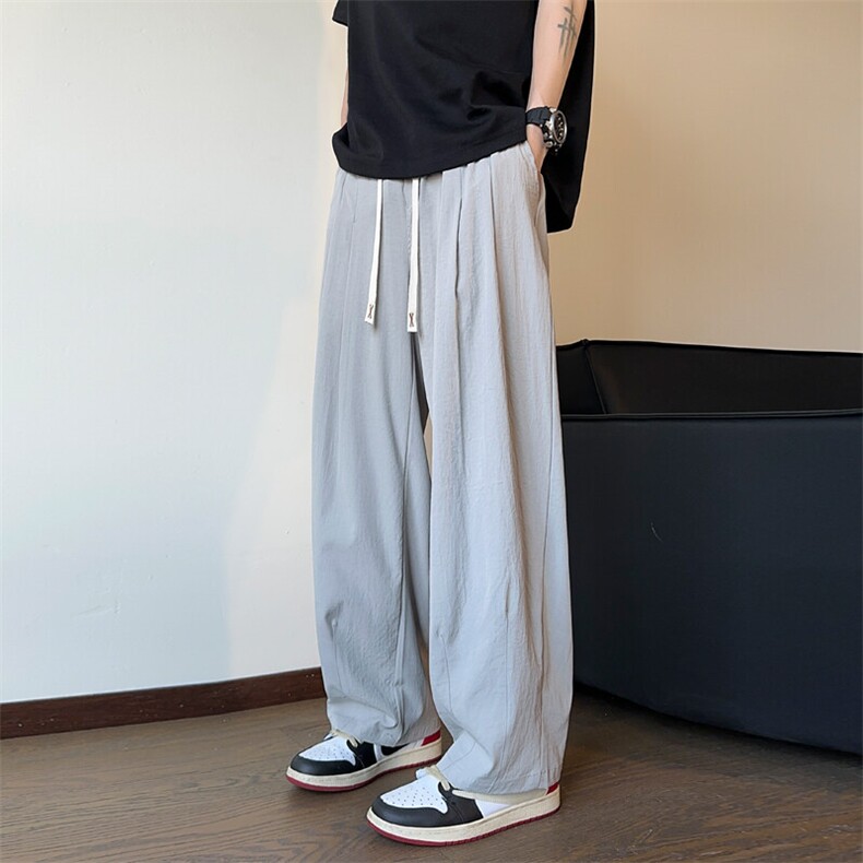 ！2026夏季新款男士宽松休闲裤百搭冰丝长裤WK2077特P35，男装休闲裤，电商B220