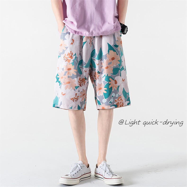 2023夏新款男女情侣沙滩裤冰丝大码透气休闲五分短裤DK28655-P25,男装休闲裤,电商A082