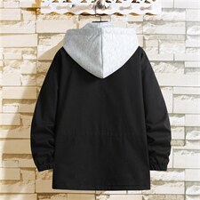 JK6002/P80春装新款白墙挂拍假两件抽绳夹克男风衣男潮大码控118,男装夹克,电商A141