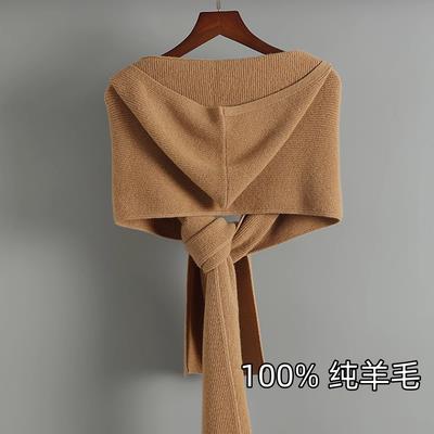 时尚女士秋冬羊毛抽条戴帽披肩保暖舒适百搭显瘦,饰品披肩,洁纯羊绒
