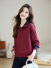 长期有货立领卫衣女2026年春秋新款洋气小个子半拉链气质休闲上衣，女装短外套，璐依舞