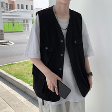 ins潮牌日系宽松休闲潮背心夏季薄款多口袋工装马甲男W7107-P32，男装背心/马甲，星座512-2