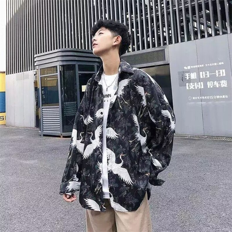 1506/Q3210/P31新款衬衫男秋装宽松小众男生潮流百搭休闲外套,男装衬衫,星座1506