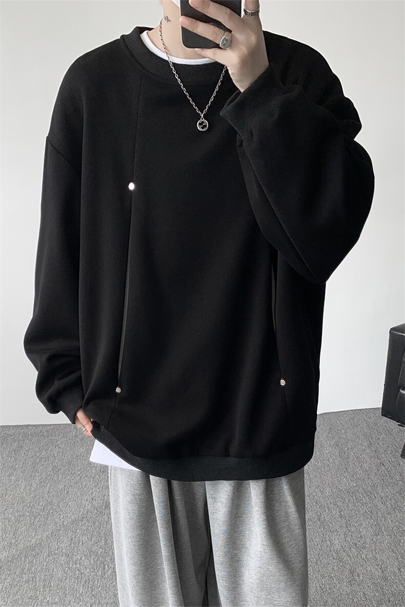 WY10152-特P45控78小众撞色拼接破缝假两件大码男大码情侣卫衣,男装卫衣,电商A059