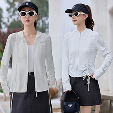 现货秒发2025夏季新款抽绳收腰显瘦冰凉透气防晒衣瑜伽服防晒服，女装防晒衣，星宇服饰